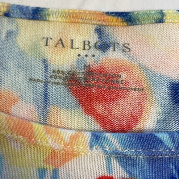 Talbots Tulip Floral Watercolor Artsy 3/4 Sleeve Lightweight Sweater Boatneck M - Picture 2 of 12